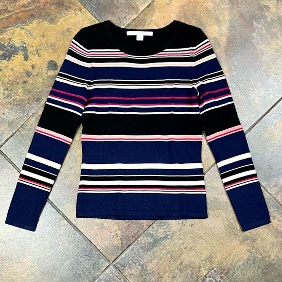 Diane Von Furstenberg Women’s Crew Neck Striped Sweater Small - Picture 3 of 10